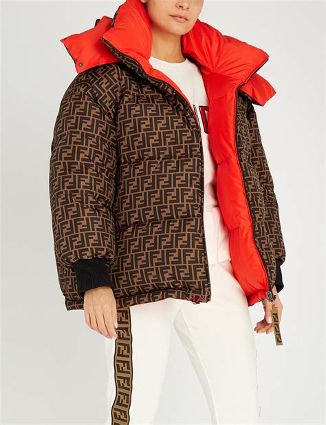 fendi logo print reversible padded shell down jacket